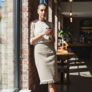 St. John Collection Knit Fringe Skirt